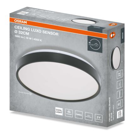 Osram - CEILING LUXO LED ceiling light with dusk sensor LED/18W/230V Ø 32 cm black