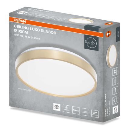 Osram - LED Ceiling Light with Dusk Sensor CEILING LUXO LED/18W/230V Ø 32 cm Gold