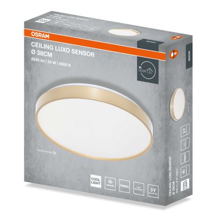 Osram - CEILING LUXO LED Ceiling Light with Dusk Sensor LED/24W/230V Ø 38 cm Gold