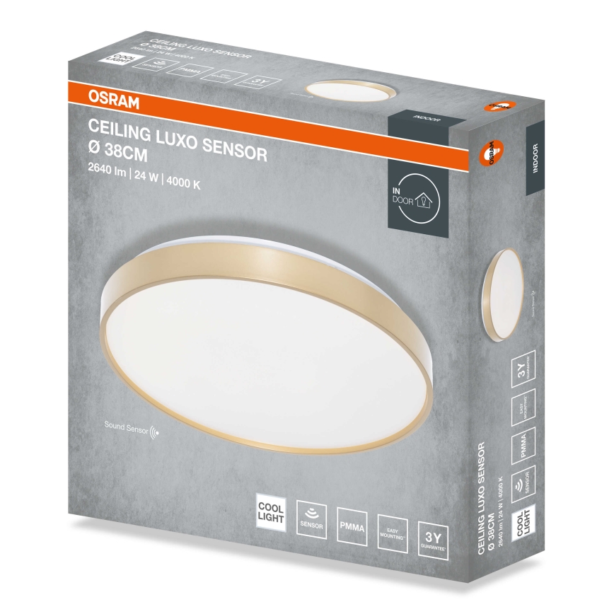 Osram - CEILING LUXO LED Ceiling Light with Dusk Sensor LED/24W/230V Ø 38 cm Gold