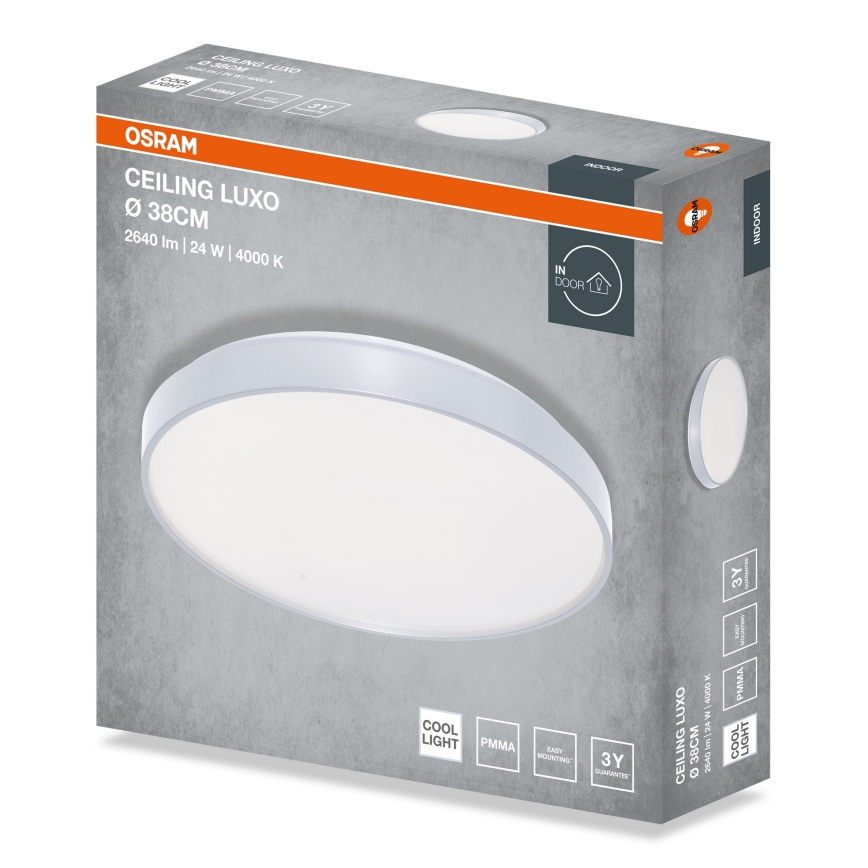 Osram - LED Ceiling Light CEILING LUXO LED/24W/230V Ø 38 cm silver