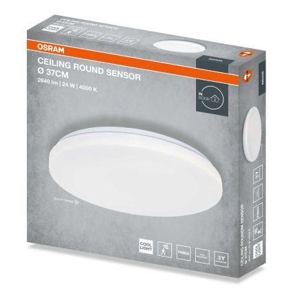Osram - LED ceiling light with dusk sensor CEILING ROUND LED/24W/230V 4000K Ø 37 cm white