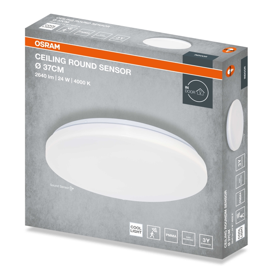 Osram - LED ceiling light with dusk sensor CEILING ROUND LED/24W/230V 4000K Ø 37 cm white