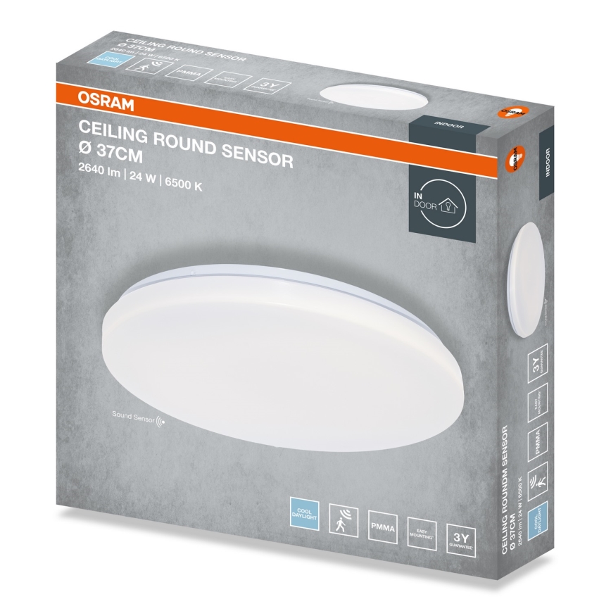 Osram - LED Bathroom Ceiling Light with Dusk Sensor CEILING ROUND LED/24W/230V 6500K Ø 37 cm White