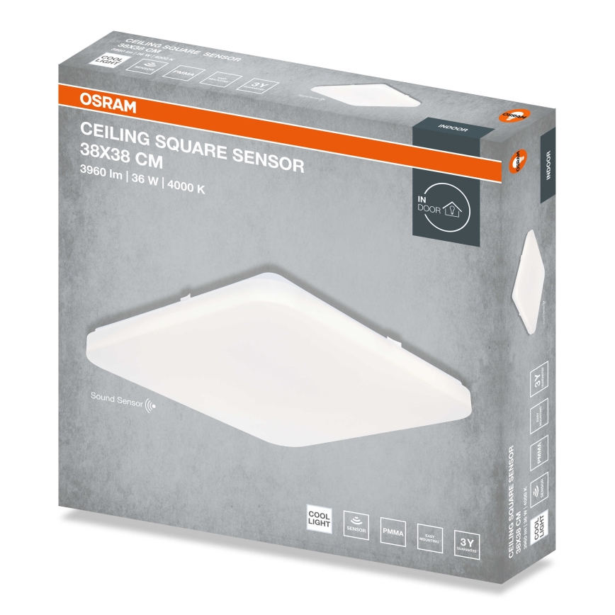 Osram - LED ceiling light with dusk sensor CEILING SQUARE LED/36W/230V 4000K 38x38 cm white