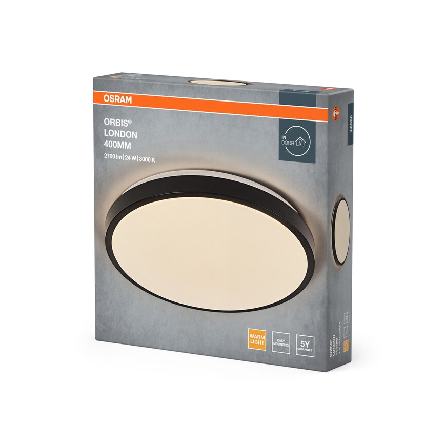 Osram - LED Ceiling Light ORBIS LONDON, 24W/230V, Ø 39.5 cm, Black