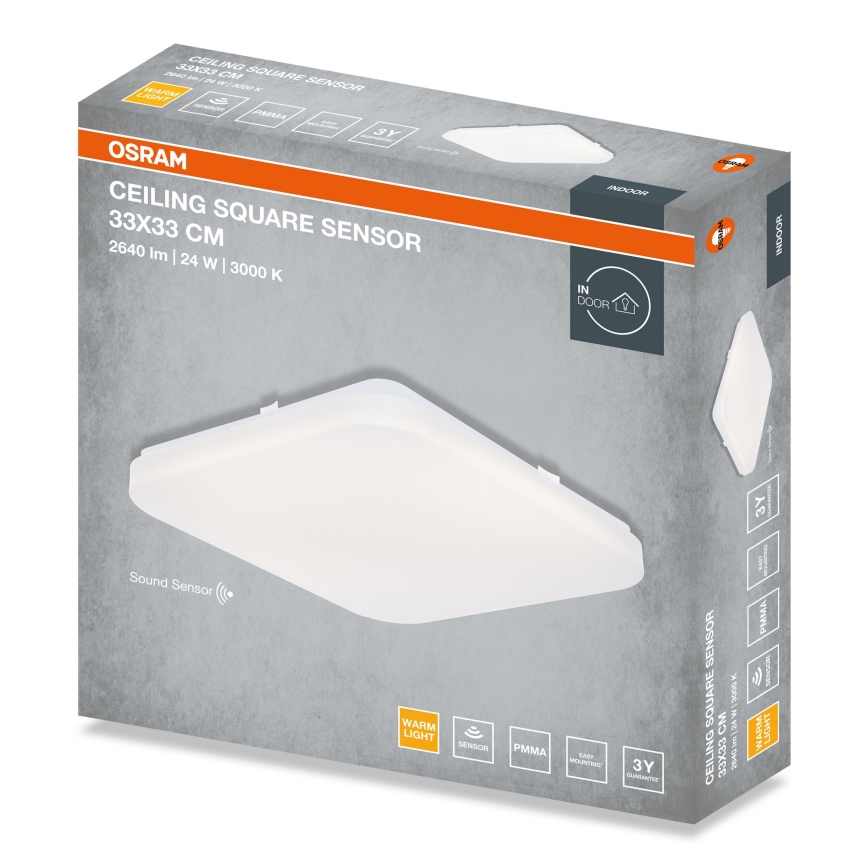 Osram - SQUARE LED Ceiling Light with Dusk Sensor LED/24W/230V 33x33 cm
