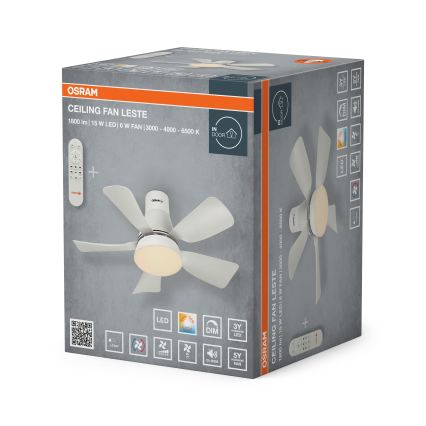 Osram - Dimmable LED ceiling fan LESTE LED/15W/230V 3000/4000/6500K + remote control