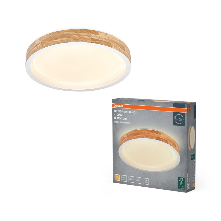 Osram - Dimmable LED ceiling light MARIANO LED/24W/230V Ø 41 cm oak/white