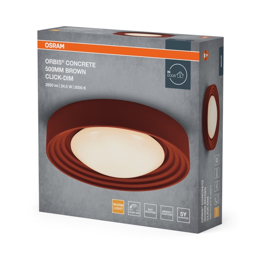 Osram - Dimmable LED ceiling light ORBIS CONCRETE LED/24.5W/230V diam. 50 cm brown/concrete