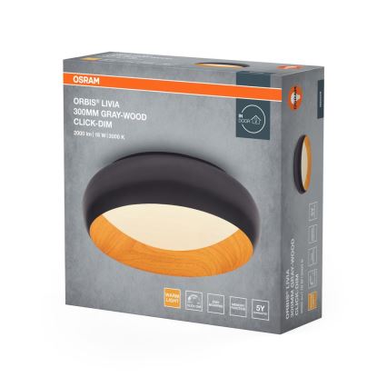 Osram - LED Dimmable Ceiling Light ORBIS LIVIA LED/16W/230V Ø 30 cm Anthracite/Brown