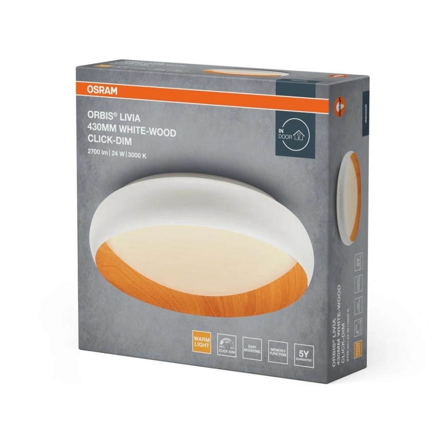 Osram - LED Dimmable Ceiling Light ORBIS LIVIA LED/24W/230V dia. 43 cm white/brown