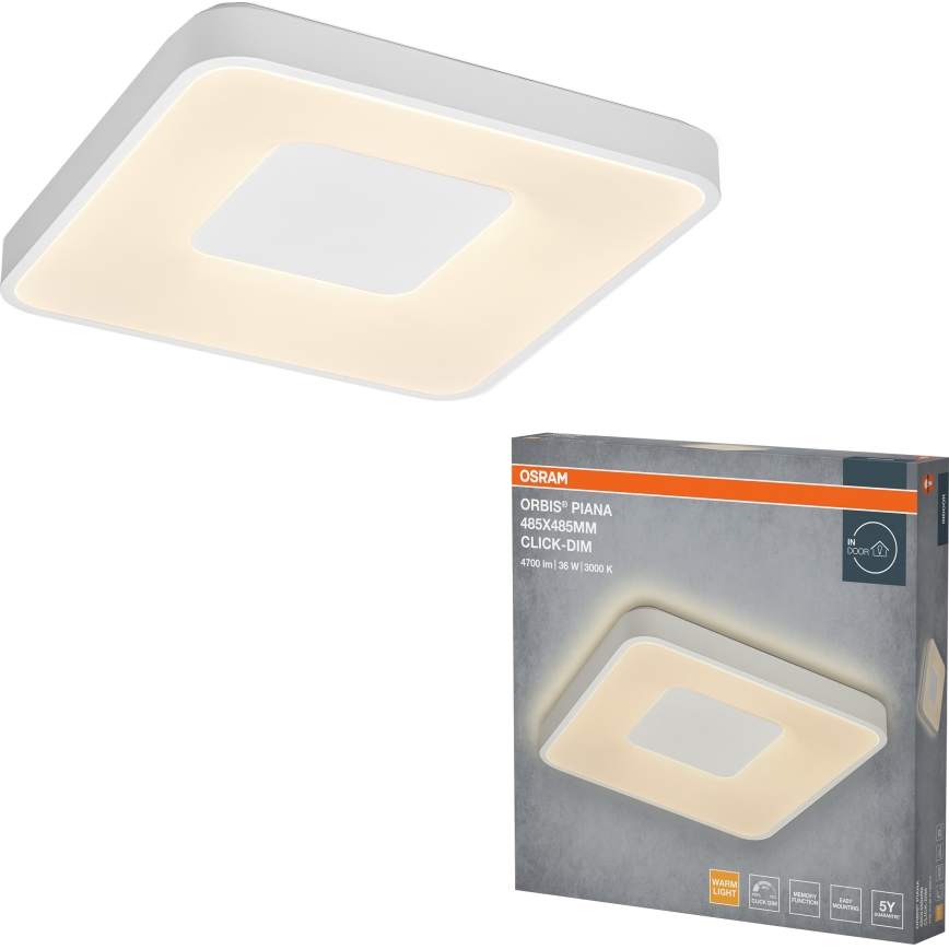 Osram - Dimmable LED ceiling light ORBIS PIANA LED/36W/230V 48,5x48,5 cm white