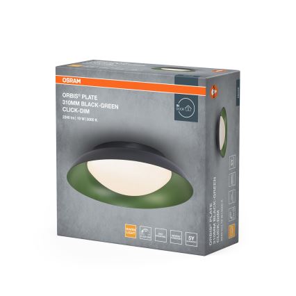 Osram - Dimmable LED Ceiling Light ORBIS PLATE LED/19W/230V Ø 31 cm green/black