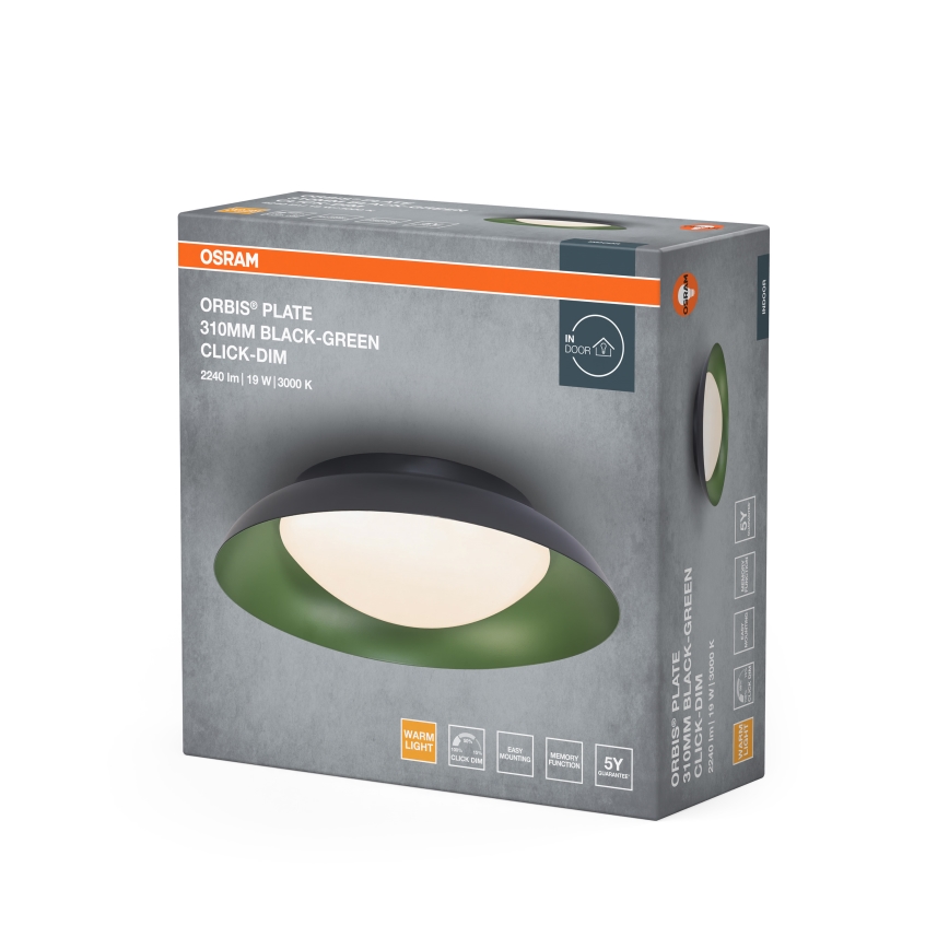 Osram - Dimmable LED Ceiling Light ORBIS PLATE LED/19W/230V Ø 31 cm green/black