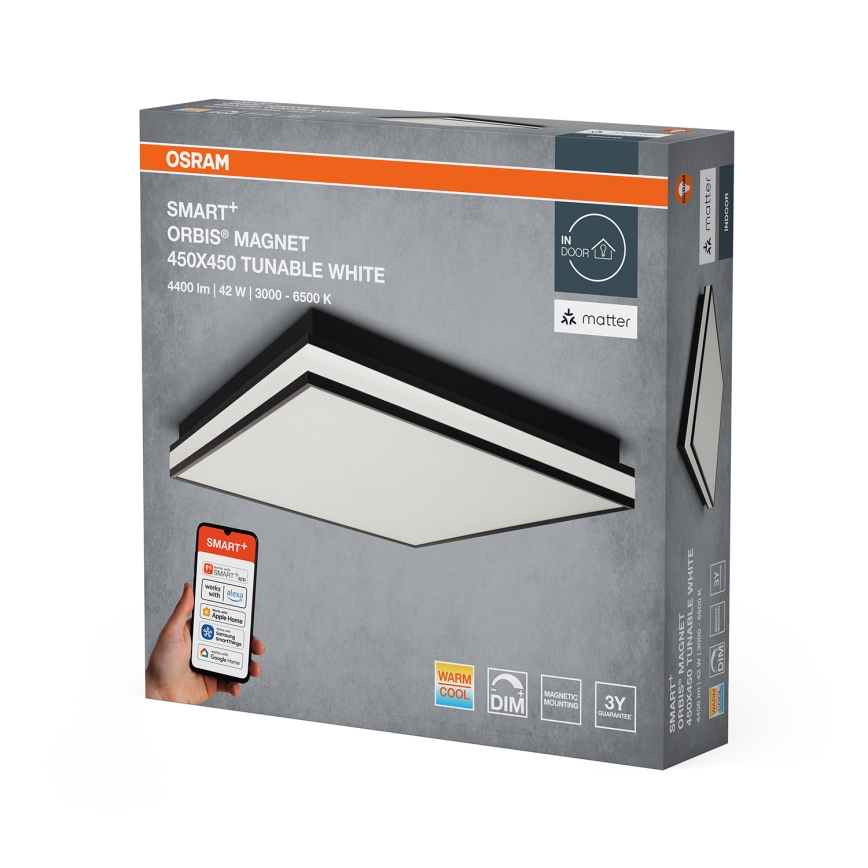 Osram - SMART+ MAGNET Dimmable LED Ceiling Light, 42W, 230V, 45x45 cm, 3000-6500K, Wi-Fi