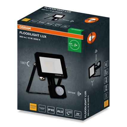 Osram - LED Floodlight with sensor FLOODLIGHT LED/10W/230V 3000K IP65