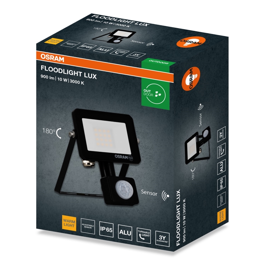 Osram - LED Floodlight with sensor FLOODLIGHT LED/10W/230V 3000K IP65