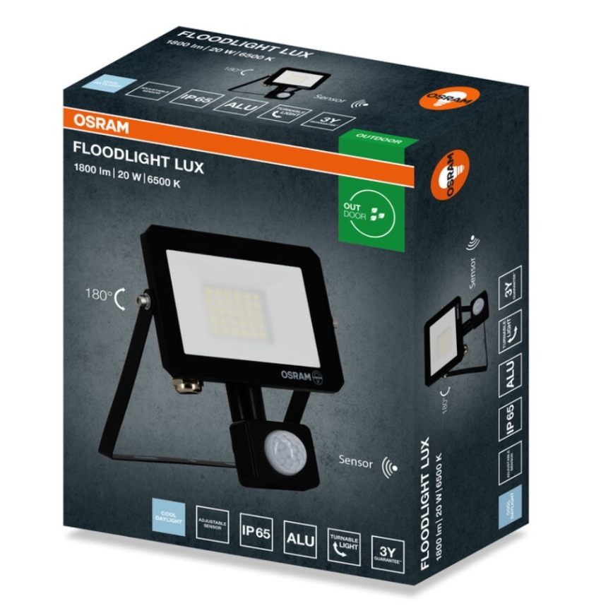 Osram - LED Floodlight with Sensor FLOODLIGHT LED/20W/230V 6500K IP65