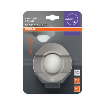 Osram - NIGHTLUX LED Sensor Night Light, 2W, 3xAA, Silver