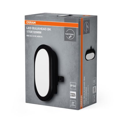 Osram - LED Outdoor Wall Light BULKHEAD LED/6W/230V IP54 Black