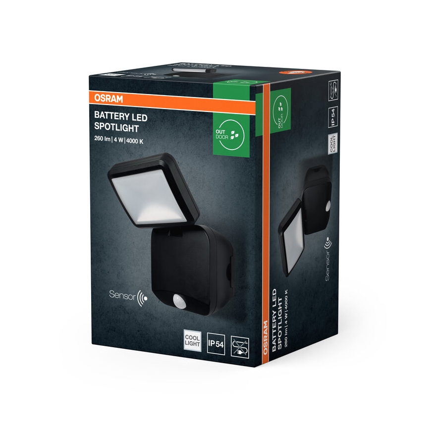 Osram - LED outdoor wall-mounted floodlight with sensor BATTERY LED/4W/4xD IP54