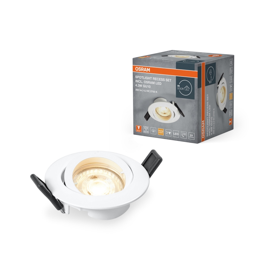 Osram - LED Recessed Downlight SPOT, 1x GU10, 4.3W, 230V, 2700K, CRI 90, White