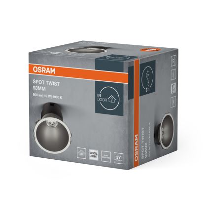 Osram - SPOT TWIST LED recessed downlight, 10 W, 230 V, 4000 K, Ø 9.3 cm, white/silver