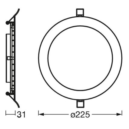 Osram - LED Recessed light SLIM LED/22W/230V 4000K