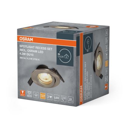 Osram - LED recessed spotlight SPOT 1x GU10/4.3W/230V 2700K CRI 90 matte chrome