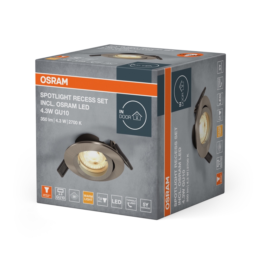 Osram - LED recessed spotlight SPOT 1x GU10/4.3W/230V 2700K CRI 90 matte chrome