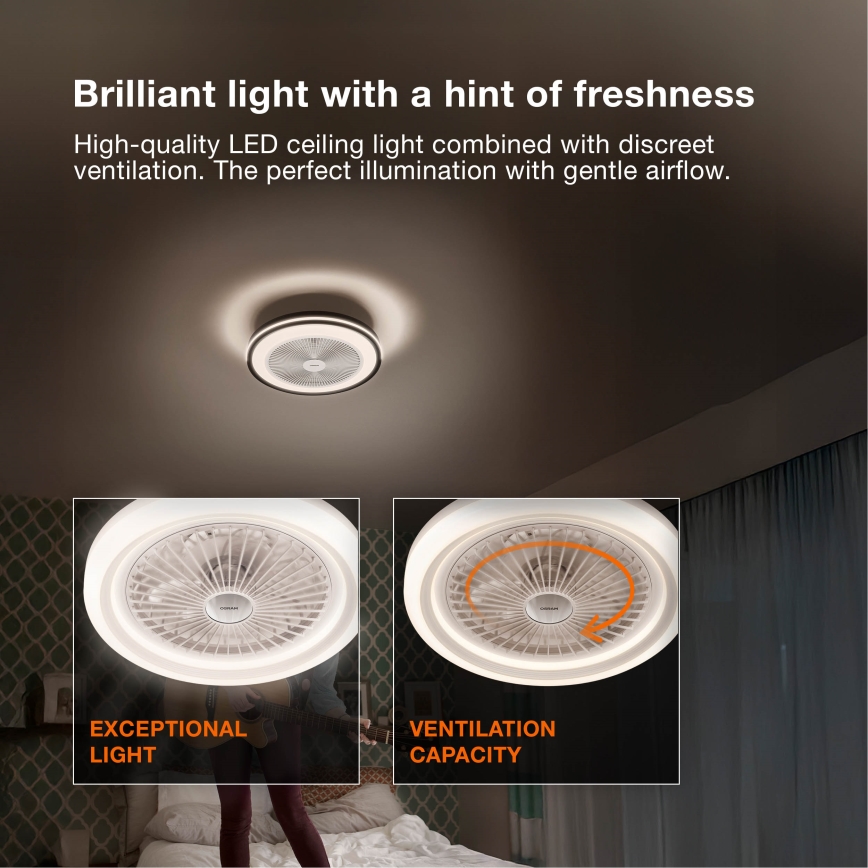 Osram - Dimmable LED ceiling light with fan MURLAN LED/26W/230V 3000-6500K + remote control