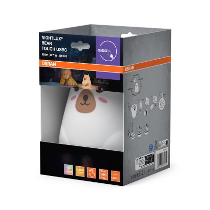 Osram - LED RGBW Dimmable children's touch night light NIGHTLUX BEAR LED/0,7W/3,7V 1200 mAh white
