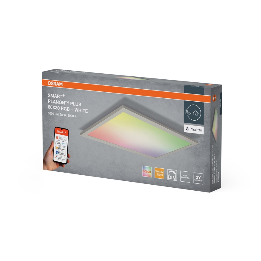 Osram - SMART+ PLANON LED RGBW Dimmable Ceiling Light, 28W, 230V, 60x30 cm, Wi-Fi