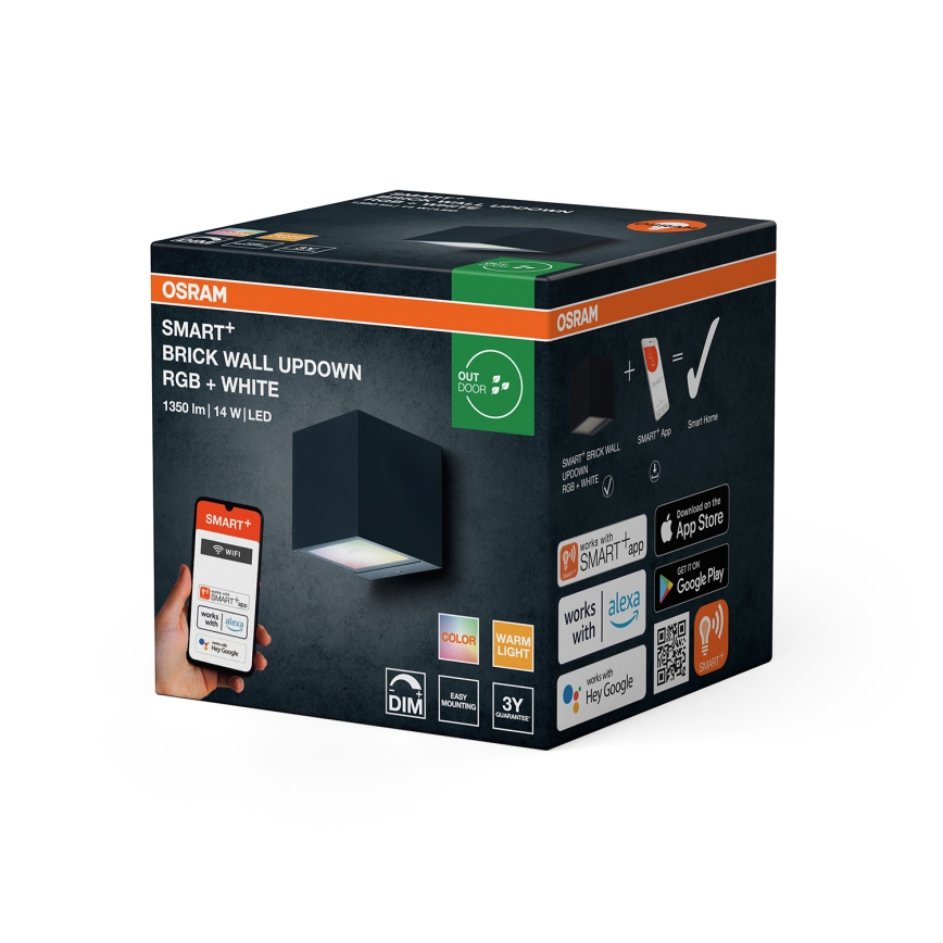 Osram - SMART+ BRICK LED RGBW Dimmable Outdoor Wall Light LED/14W/230V IP44 Wi-Fi