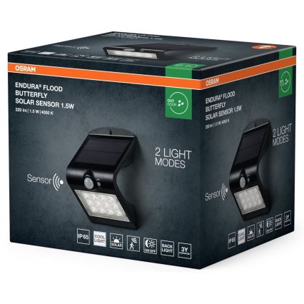 Osram - LED Solar wall light with motion and dusk sensor BUTTERFLY LED/1,5W/3,7V 1200 mAh IP65