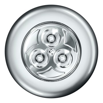 Osram - LED Touch Night Light DOT-IT LED/0.2W/3xAAA Ø 6.8 cm Silver