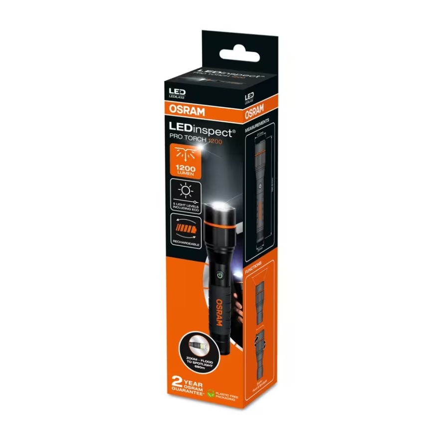 Osram - Dimmable rechargeable LEDINSPECT PRO TORCH 1200 LED/13W/3,6V 4000 mAh IP44