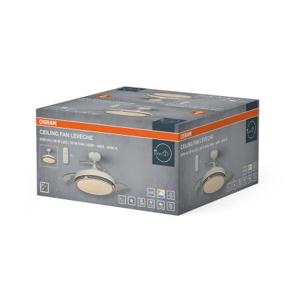 Osram - LEVECHE LED Dimmable Ceiling Light with Fan LED/36W/230V 3000/4000/6500K + Remote Control