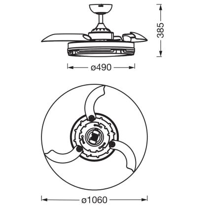 Osram - LEVECHE LED Dimmable Ceiling Light with Fan LED/36W/230V 3000/4000/6500K + Remote Control