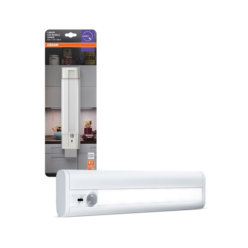 Osram - LED under-cabinet light with motion and dusk sensor LINEARLED LED/1.9W/6V 4xAA 4000K 21.4 cm white