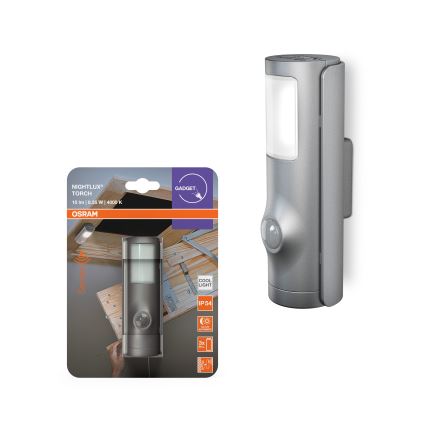 Osram - LED Sensor Night Light NIGHTLUX LED/0.35W/3xAAA IP54 Silver