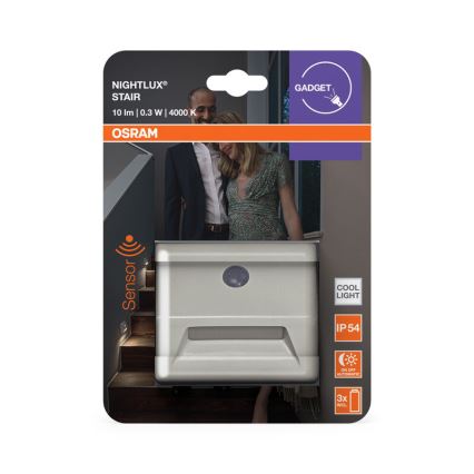 Osram - NIGHTLUX LED staircase light with sensor LED/0,25W/3xAAA IP54 white