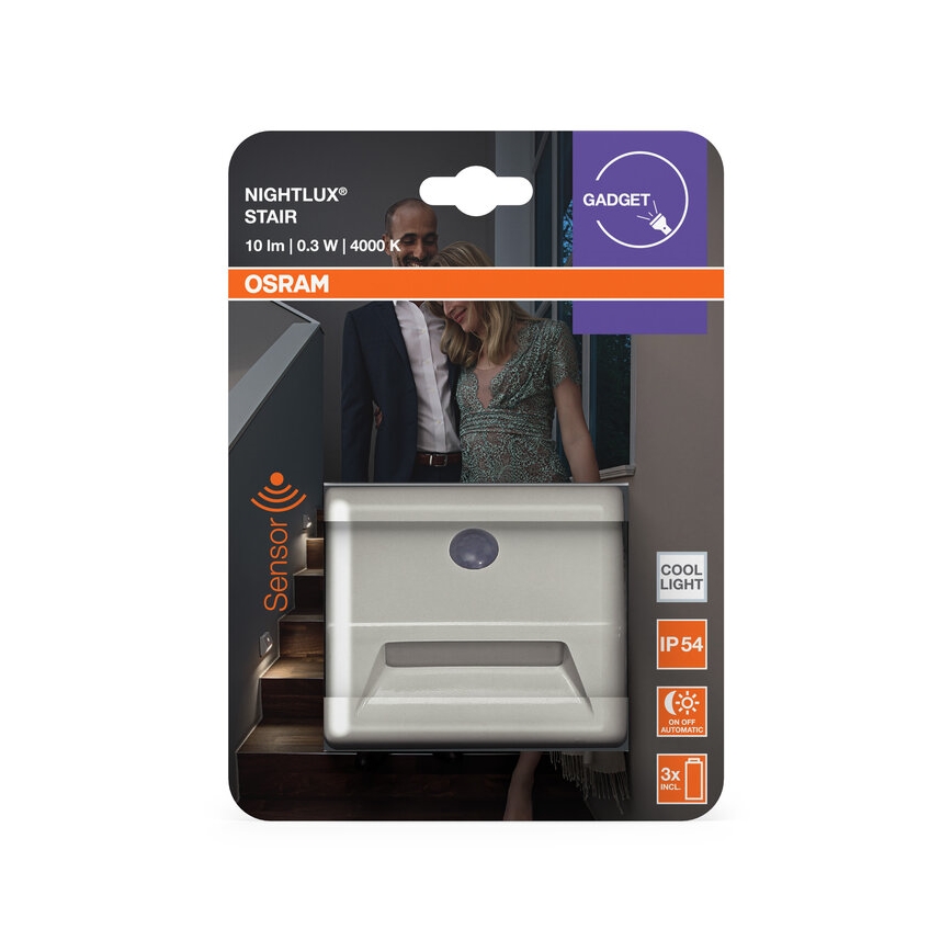 Osram - NIGHTLUX LED staircase light with sensor LED/0,25W/3xAAA IP54 white