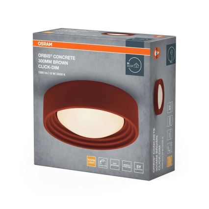Osram - Dimmable LED Ceiling Light ORBIS CONCRETE LED/13W/230V Ø 30 cm Brown/Concrete
