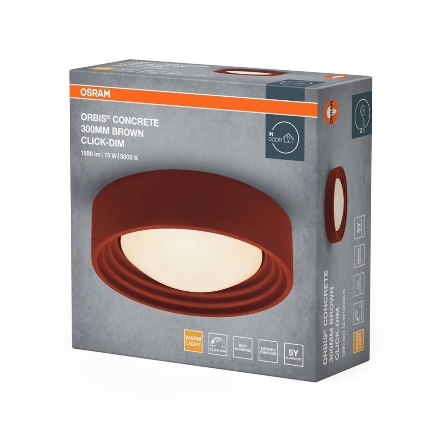 Osram - Dimmable LED Ceiling Light ORBIS CONCRETE LED/13W/230V Ø 30 cm Brown/Concrete