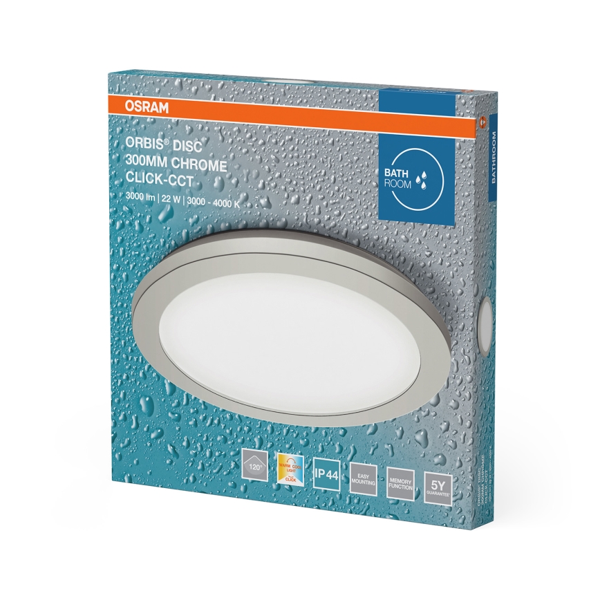 Osram - LED Bathroom Ceiling Light ORBIS DISC LED/22W/230V 3000/4000K Ø 30 cm IP44 Matte Chrome