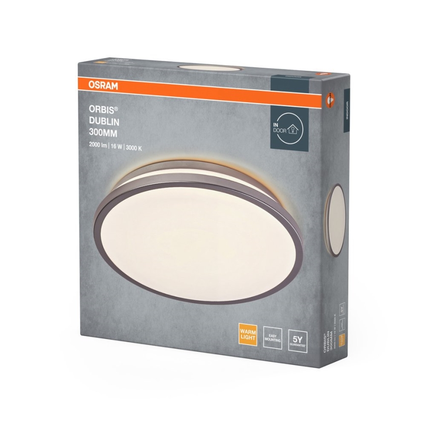Osram - ORBIS DUBLIN LED Ceiling Light, 16W, 230V, Ø 30 cm, Silver