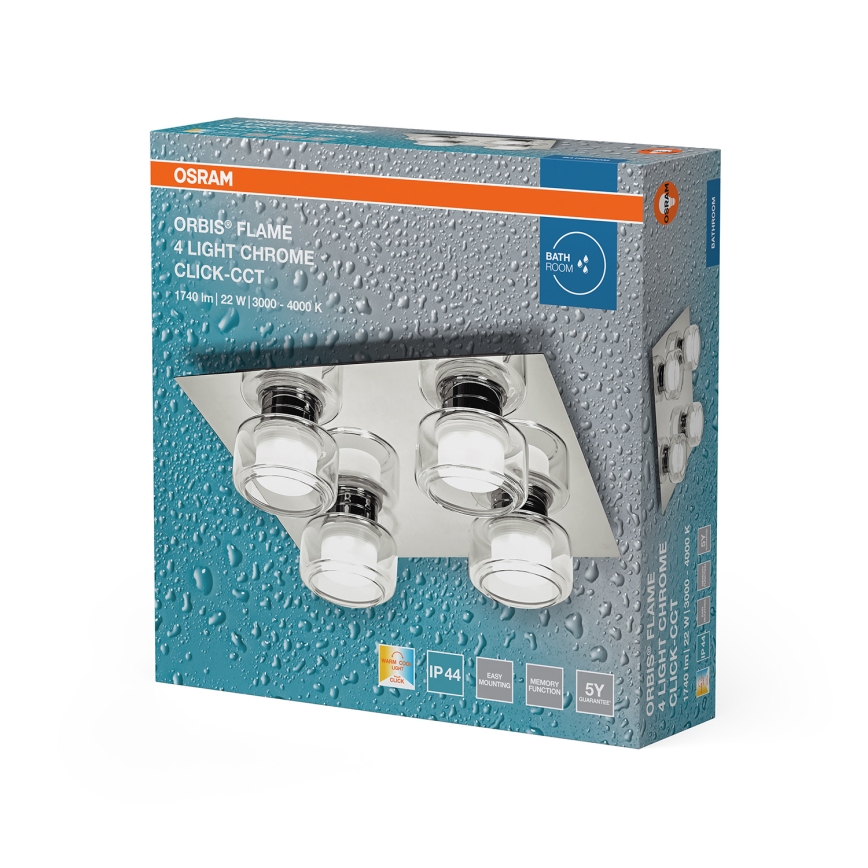 Osram - LED Bathroom Ceiling Light ORBIS FLAME 4xLED/5.5W/230V 3000/4000K IP44 polished chrome