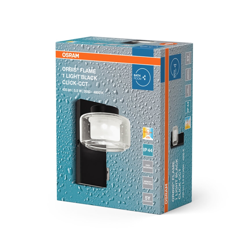 Osram - ORBIS FLAME LED Bathroom Wall Light/5.5W/230V 3000/4000K IP44 Black